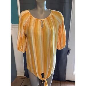 Rain Tie Bottom Top Size 14 yellow white stripes